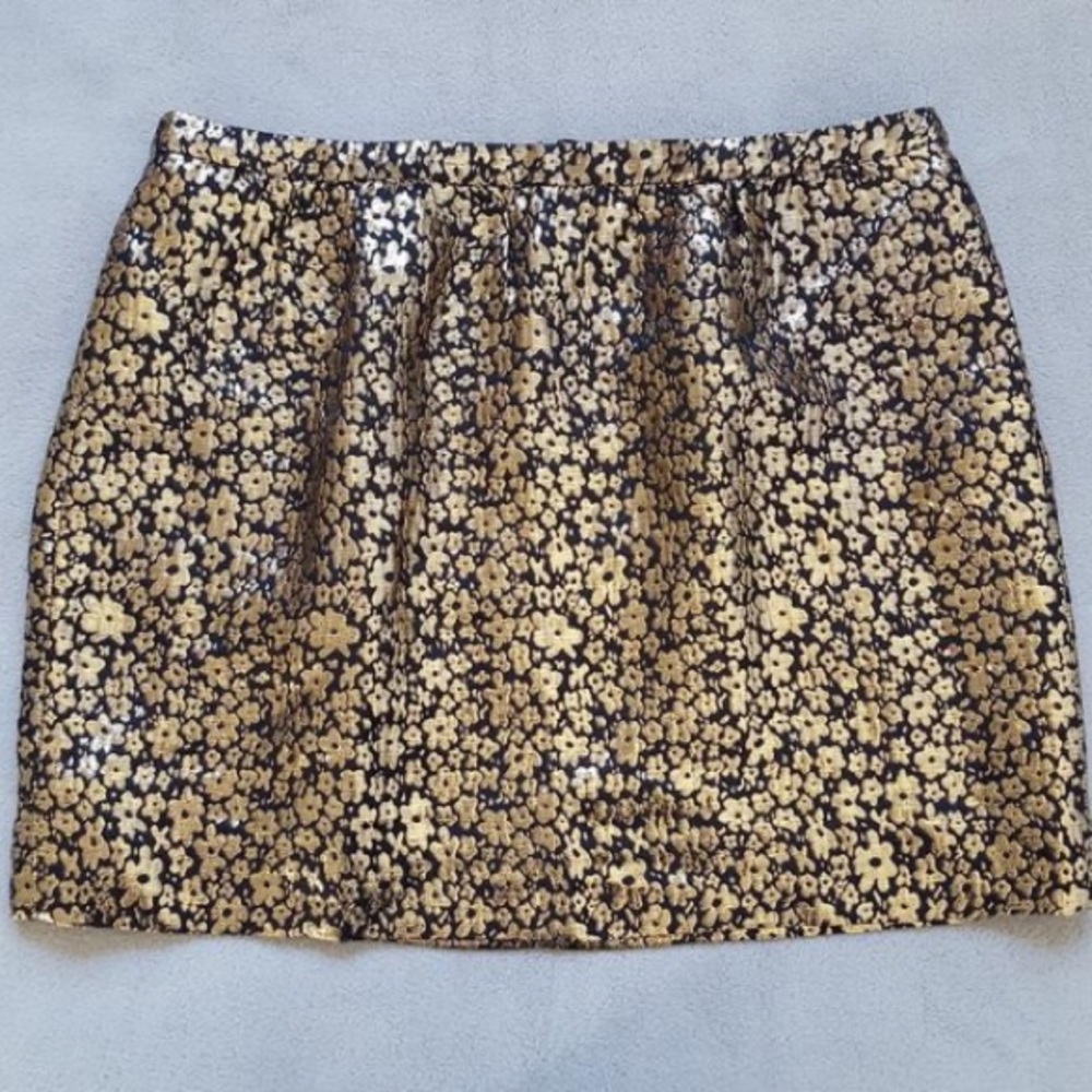 Marigold Silk Floral Jacquard Bell Skirt